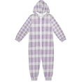 thumbnail image 1 of Soft Big Kids Onesie Pajamas Cozy Loose-Fit Jumpsuits for kids with Pockets for Christmas Lounge & Play Light Purple Plaid, 1 of 8