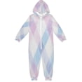 thumbnail image 1 of Soft Big Kids Onesie Pajamas Cozy Loose-Fit Jumpsuits for kids with Pockets for Christmas Lounge & Play Pastel Pink and Blue Plaid, 1 of 7