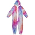 thumbnail image 1 of Soft Big Kids Onesie Pajamas Cozy Loose-Fit Jumpsuits for kids with Pockets for Christmas Lounge & Play Pink and Blue Tie-dye Pattern, 1 of 8