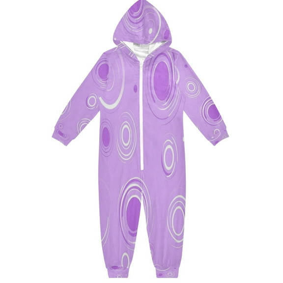 Soft Big Kids Onesie Pajamas Cozy Loose-Fit Jumpsuits for kids with Pockets for Christmas Lounge & Play Purple Circles