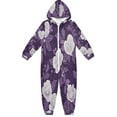 thumbnail image 1 of Soft Big Kids Onesie Pajamas Cozy Loose-Fit Jumpsuits for kids with Pockets for Christmas Lounge & Play Purple and White Floral Pattern, 1 of 8