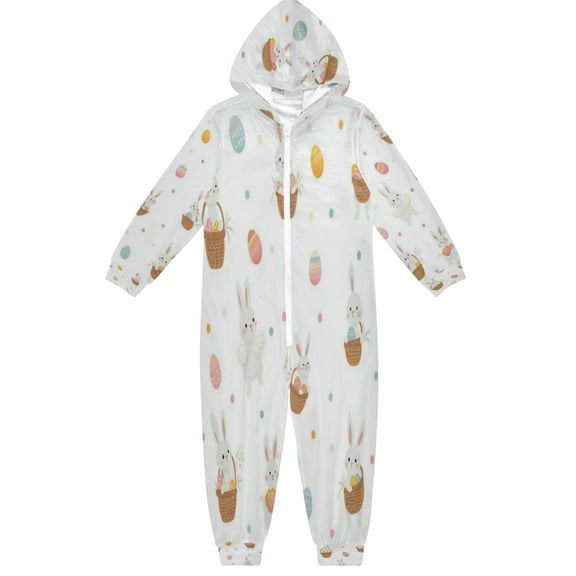Soft Big Kids Onesie Pajamas Cozy Loose-Fit Jumpsuits for kids with Pockets for Christmas Lounge & Play Small Easter Bunnies