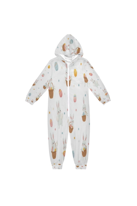 Soft Big Kids Onesie Pajamas Cozy Loose-Fit Jumpsuits for kids with Pockets for Christmas Lounge & Play Small Easter Bunnies