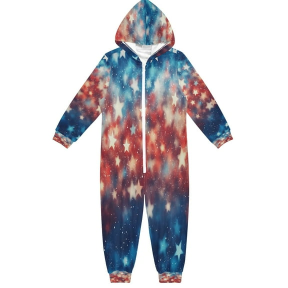 Soft Big Kids Onesie Pajamas Cozy Loose-Fit Jumpsuits for kids with Pockets for Christmas Lounge & Play Stars and Sparkles