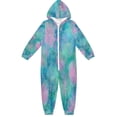 thumbnail image 1 of Soft Big Kids Onesie Pajamas Cozy Loose-Fit Jumpsuits for kids with Pockets for Christmas Lounge & Play Tie-dye Dandelions Pattern, 1 of 8