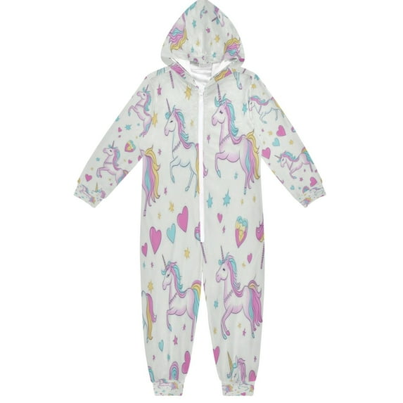 Soft Big Kids Onesie Pajamas Cozy Loose-Fit Jumpsuits for kids with Pockets for Christmas Lounge & Play Unicorns and Magic Wands