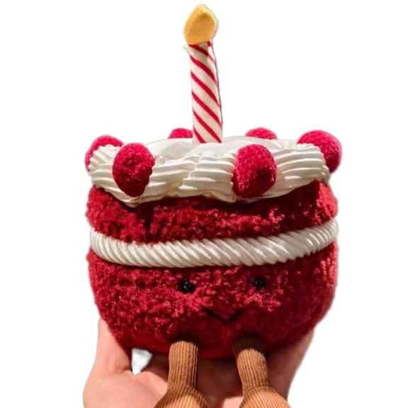Soft Birthday Cake Plush Doll with Cozy Filling for Decorative Display and Gift-Giving