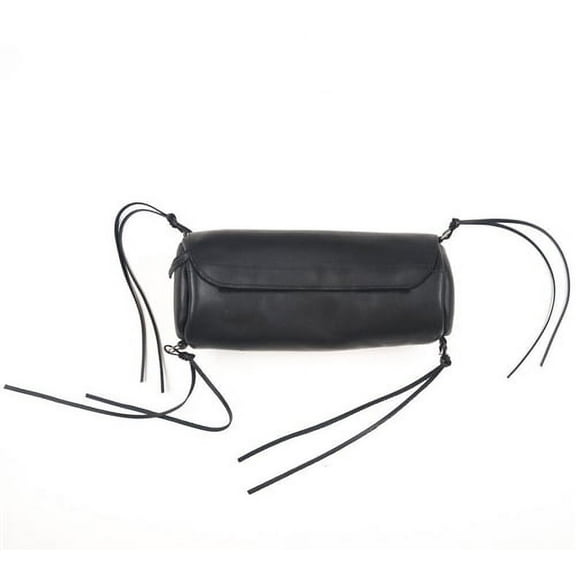 Soft Black Leather Motorcycle Tool Bag, USA Made Barrel Bag