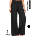 thumbnail image 1 of Soft Black Wide Leg Pants for Women – Comfy Casual Lounge & Yoga Capri Pants, 1 of 8