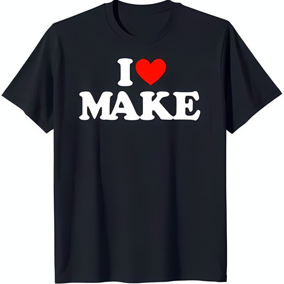 Soft Black T-Shirt with White 'I Love ' Graphic Comfortable Casual Wear