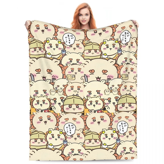 Soft Blanket Airplane Travel Kawaii Chiikawa Cartoon Bedding Throws Flannel Bedspread For Couch Bed Funny Sofa Bed Cover