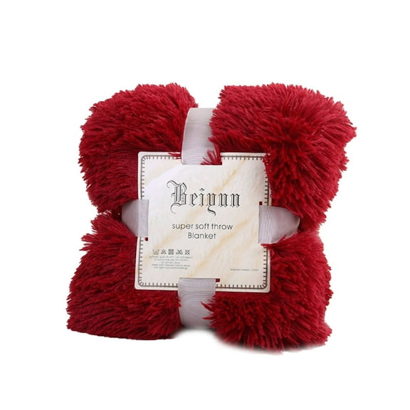 Soft Blanket, Furenl 80X120Cm Soft Furry Warm Bed Sofa Bedspread Bedding Sheets Blanket, Blanket-Wine Red