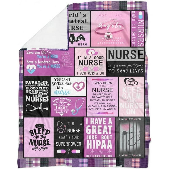 Soft Blanket Gifts for New RN Women Nurses,Personalized Warm Throw Blanket for Nurses Week Gifts Retirement Gifts (60*80inch, Purple)