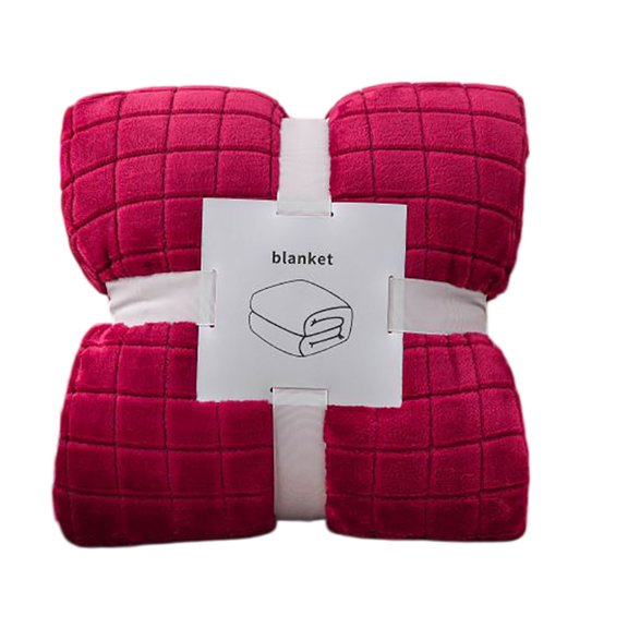Soft Blanket, Skin Friendly & Warm, Checkered Pattern Multi Functional for Nap Travel, 28X39In, 1Pcs (Red1)