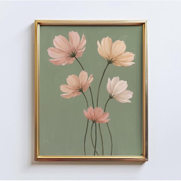 Soft Bloom Cosmos Flower Wall Art Home Decor Unframed Paper Print