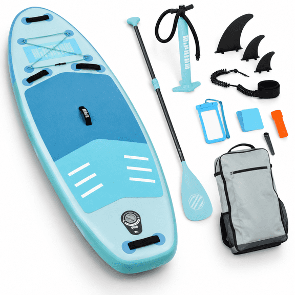 Soft Blue 10' Inflatable Ultra-light Stand Up Paddle Board for Beginners