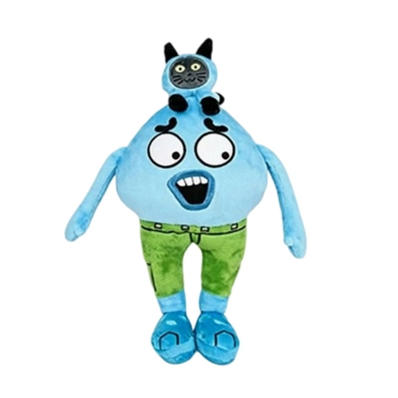 Soft Blue Character Plush Toy with On-Head Green Pants for Kids and Fans – Cuddly Decor for Bedtime, Desk, or Car