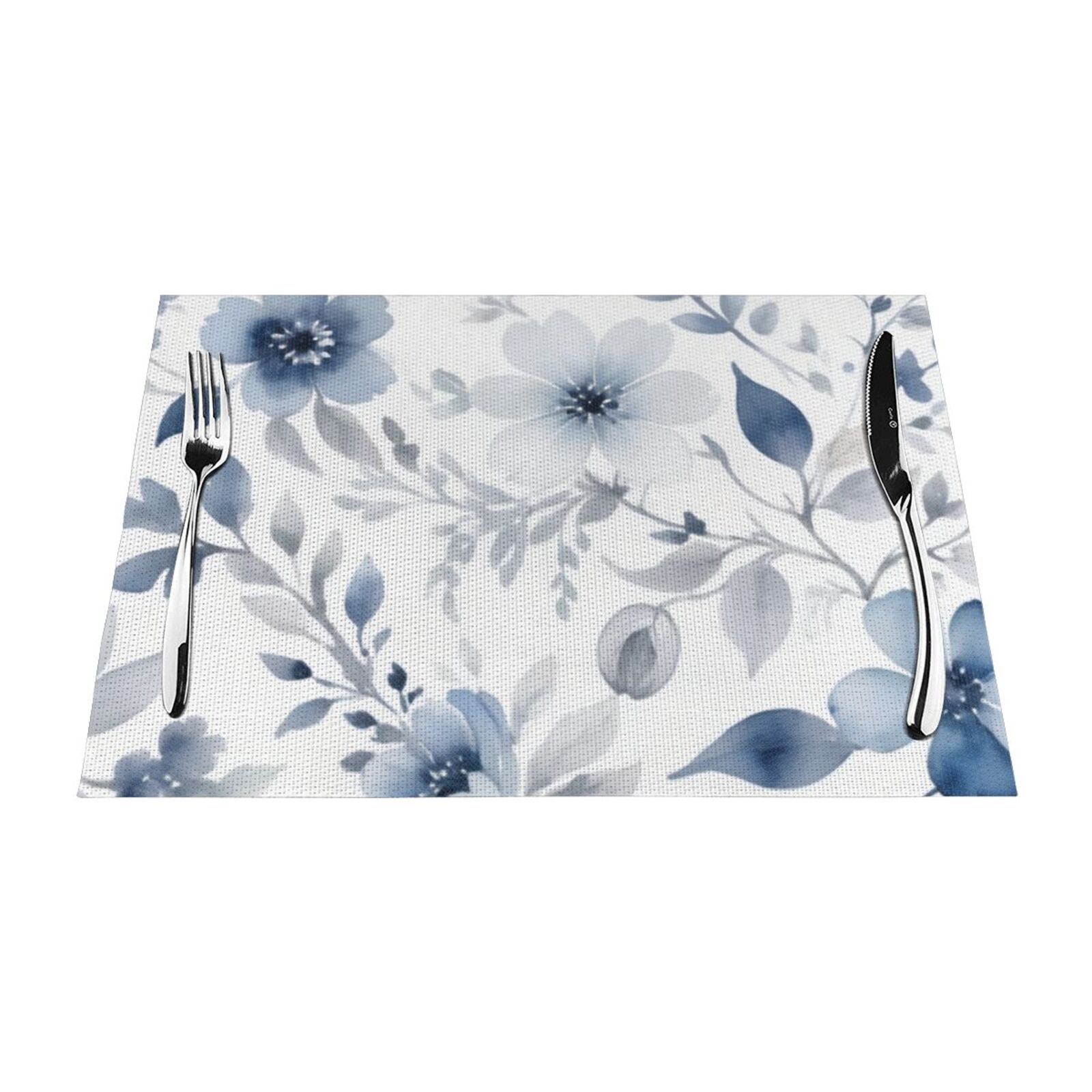 Soft Blue Floral Meal mat, heatresistant dining table mat, washable