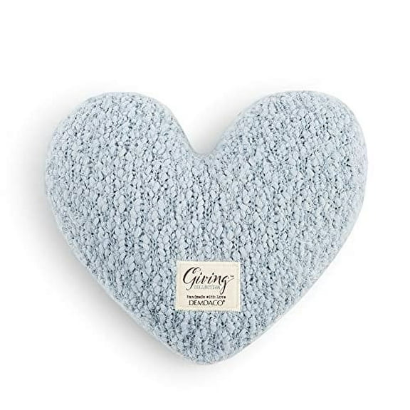 Soft Blue Heart Shaped 10 x 11 inch Plush Polyester Decorative Throw Giving Pillow