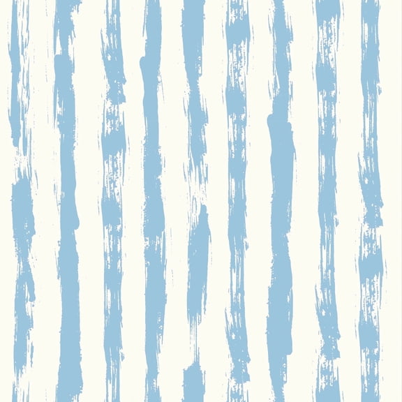 SimurgWallArts - Soft Blue Striped Peel and Stick Vinyl Wallpaper, Hand-Painted Style Nursery Mural, 19x118 in, 15,57 Sq. ft.