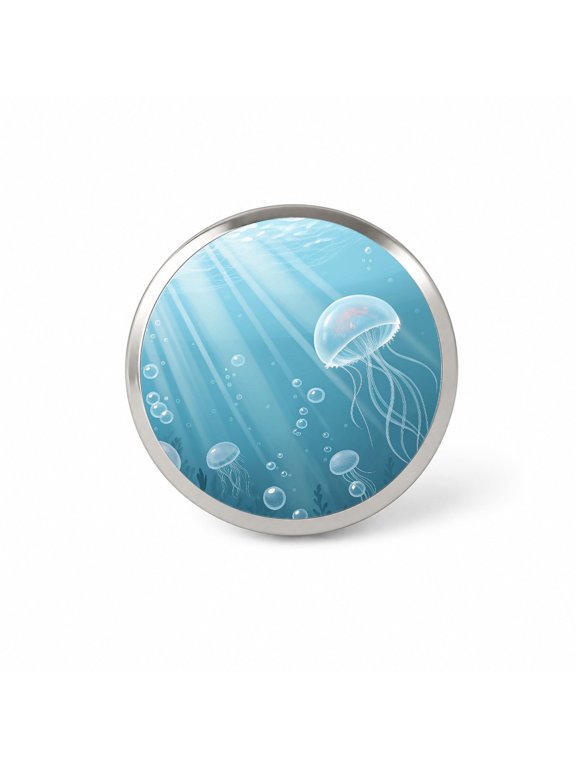 Soft Blue Tones Floating Jellyfish Bubbles Ocean Backpack Hat Novelty Lapel Pin
