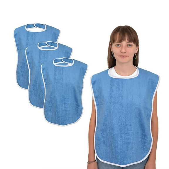 Soft Blue Washable Bib – Anti-Spill Easy Cleaning Bibs for Babies and Toddlers – 3 Piece Set