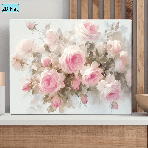 Soft Blush Rose Bouquet Canvas Wall Decor Ready to Hang Bedroom