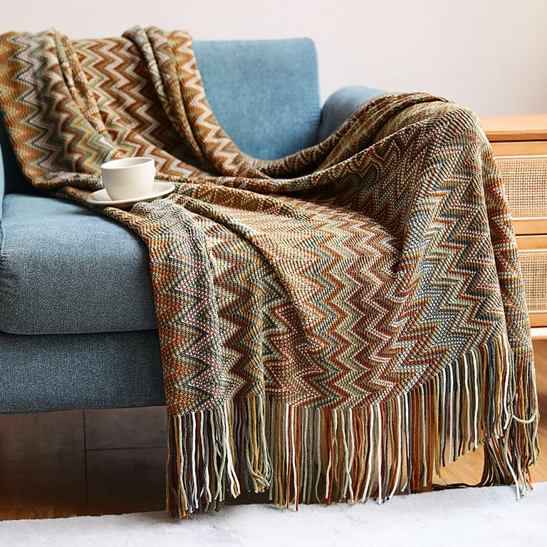 Soft Boho Knitted Throw Blanket With Tassels Summer Warm Weighted Blanket King Size Throws For Sofas Bed Chair Large yellow 51 91inch Walmart