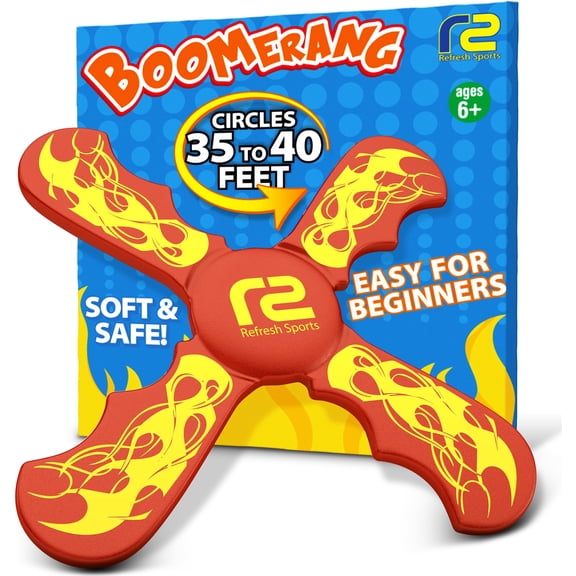 Soft Boomerang - Easy to Learn EVA Foam That Floats - Red Beginner Boomerang - Outdoor Beach Pool and Backyard Play Gift for Kids - Refresh Sports