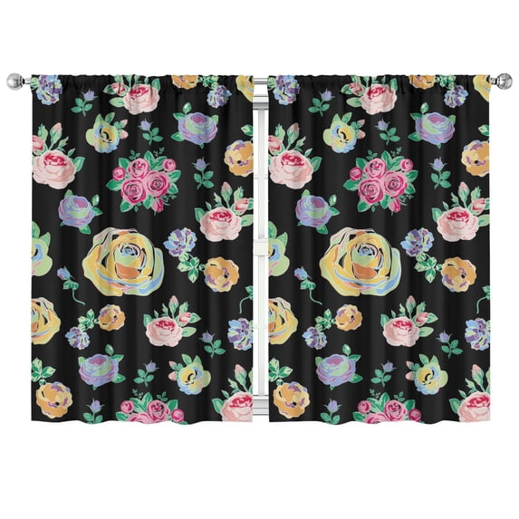 Soft Botanical Curtains 42x63 Inch 2 Panels, Rod Pocket Blackout Drapes for Bedroom and Relaxed Ambiance