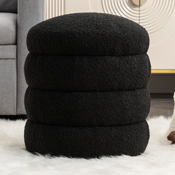 Soft Boucle Round Design / Indoor Living Room Comfortable Footrest