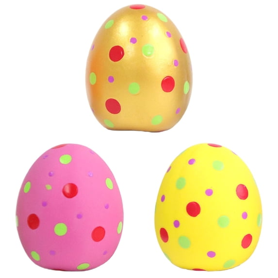 Soft Bouncy Squeaky Dog Play Balls 3 Pack 2.4 Inch Egg Design Interactive Chew Toys for Puppies Small Medium Dogs