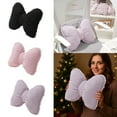 thumbnail image 1 of Soft Bowknot Throw Pillow Bow Shaped Pillow Novelty Plush Lumbar & Sofa Car Cushion Bed Sofa Couch Holiday Car Decor in 3 Colors (Purple, Pink, Black), 13.77x12.59 inch 13.77x12.59inch, 1 of 7