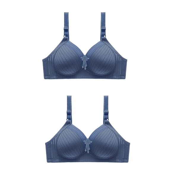 Soft Bra Women Convertible Bra Feature V-Neck Sport Bra Style W-1339 Blue 36