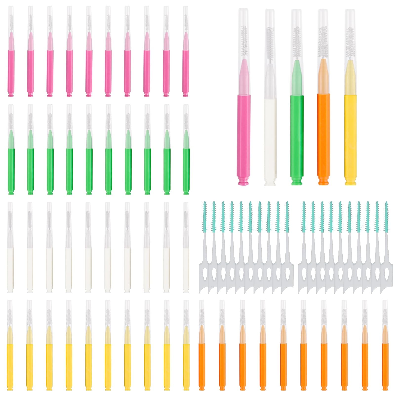 RAYITO 100 Pcs Interdental Brushes, 5 Sizes Soft Dental Brushes With Non-Slip Handle Angled Head Tooth Picks Floss Sticks Dental Floss Brushes For Braces Oral Cleaning Narrow Gaps Between Teeth - View #3