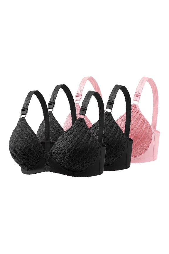 Soft Bras for Women 3 Pack | Pink Triangle Lace Bralette Wireless | Comfortable Everyday T-Shirt Bra,Size 38
