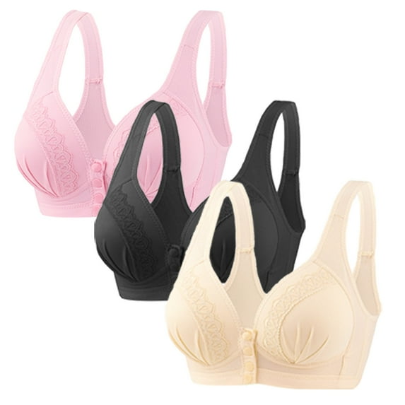 Soft Bras for Women Wire-Free Back-Smoothing Bra Feature V-Neck Soft Bra Style W-1035 Hook and Eye Closure Sport Bras Black L