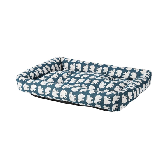 Soft Breathable Canvas Pet Bed with Anti-Slip Bottom, Machine Washable Rectangular Dog & Cat Cushion for Small to Medium Pets, Whale & Polar Bear Print