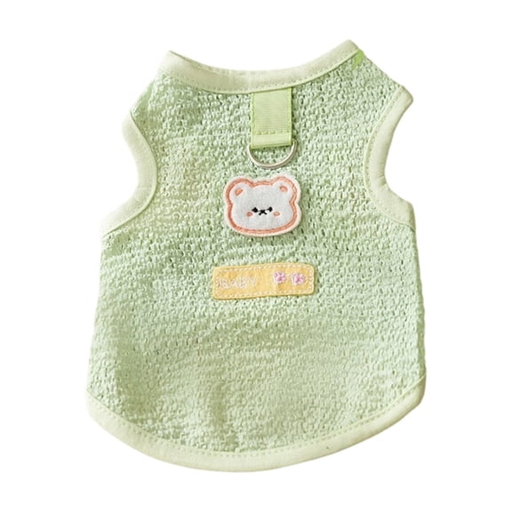 Soft Breathable Cat Vest, Cute Casual Pet Apparel, Green Bear Pattern Hollow Out Sleeveless Cat Shirt, Elastic Easy to Wear for Small Medium Large Dogs Cats Daily Wear Outdoor XXL