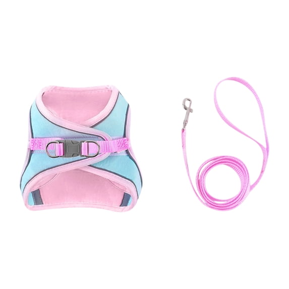 Soft Breathable Cat Vest Harness Escape Prevent Reflective Strip Adjustable Strap Lightweight Outdoor Walking Accessory Pink XXS