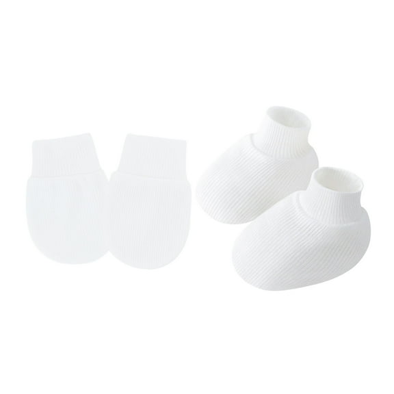 Soft & Breathable Cotton Baby Mittens and Socks Set for Newborns 0-6 Months Anti Scratches Design Gloves Foot Covers