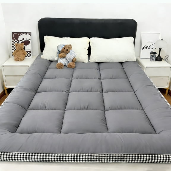 Soft Breathable Mattress Topper Cozy Mattress Pad, Plush Bubble Fiber Filling Folding Roll Up Mattress Sleeping Pad, Multiple Color Options, Bed Mattress Pad for Comfortable Sleep