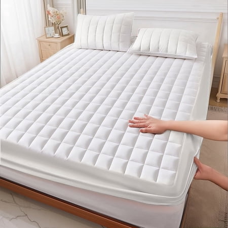Soft Breathable Mattress Topper with Deep Pocket, Waterproof Mattress Protector for Bedroom, Dorm, Hotel
