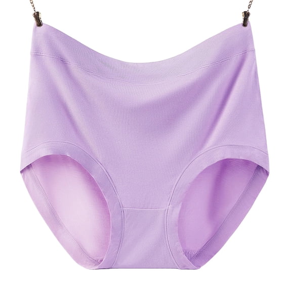 Soft Breathable Solid Color Women Cotton Briefs, Plus Size Comfortable Everyday Triangle Underwear Purple-C XXXL(XXXL)