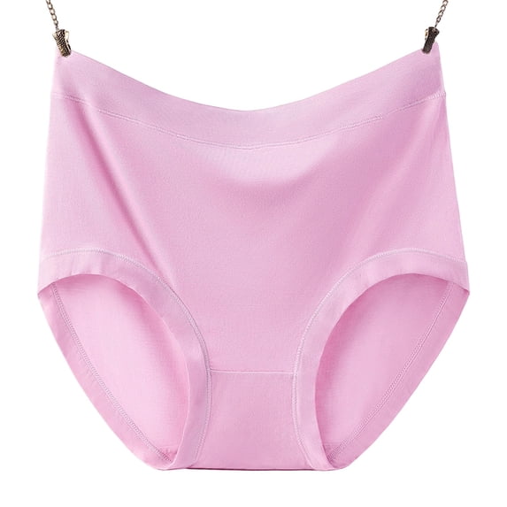 Soft Breathable Solid Color Women Cotton Briefs, Plus Size Comfortable Everyday Triangle Underwear Watermelon Red-C XL(XL)