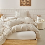 Soft Breathable Striped Textured Duvet Cover Bedding Khaki King Size