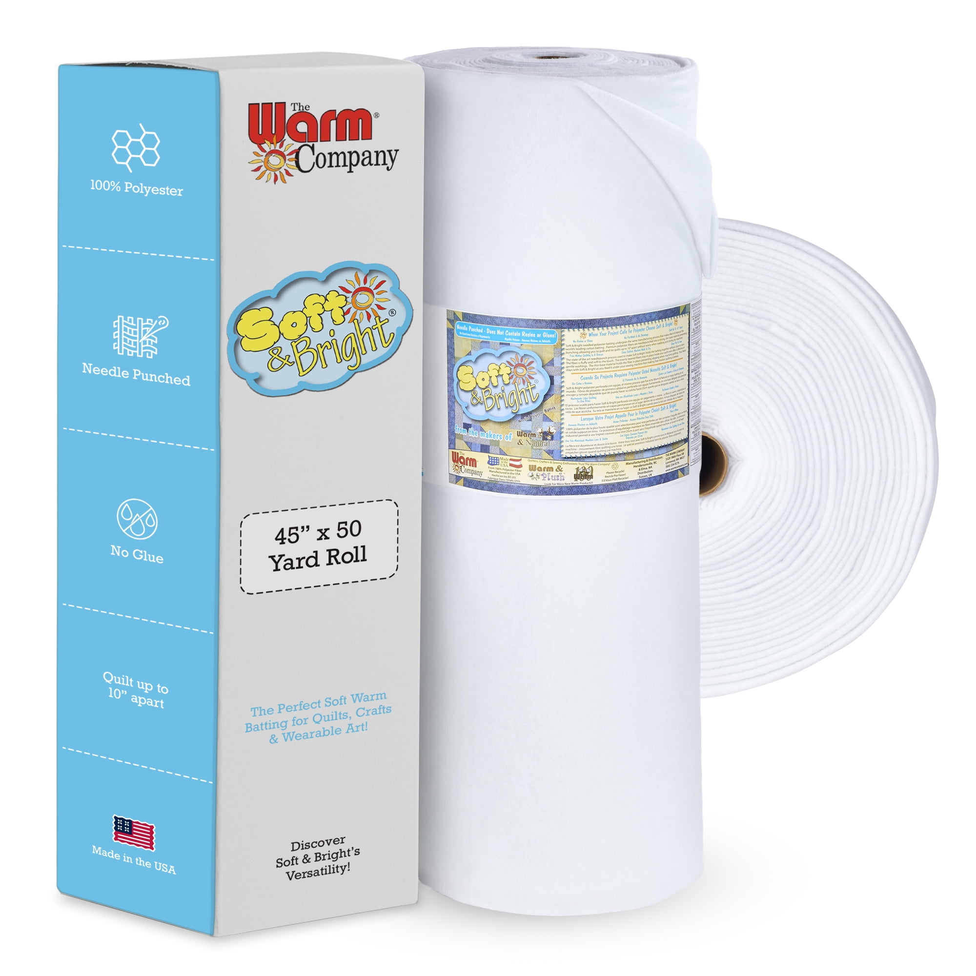 Soft & Bright Polyester Batting 45" x 50 Yard Bolt