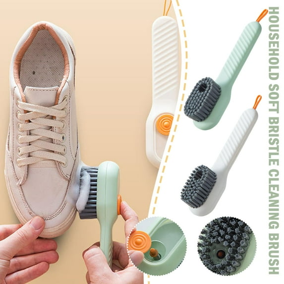 Soft Bristle Cleaning Brush,Press Type Automatic Liquid Adding Brush, Household Shoes Brush for Student