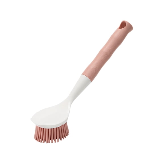 Soft Bristle Cleaning Brush with Built-In Scraper for Pots and Pans, 28x6.5x4cm, Cleaning Brush with Long Handle and Ergonomic Non-Slip Grip
