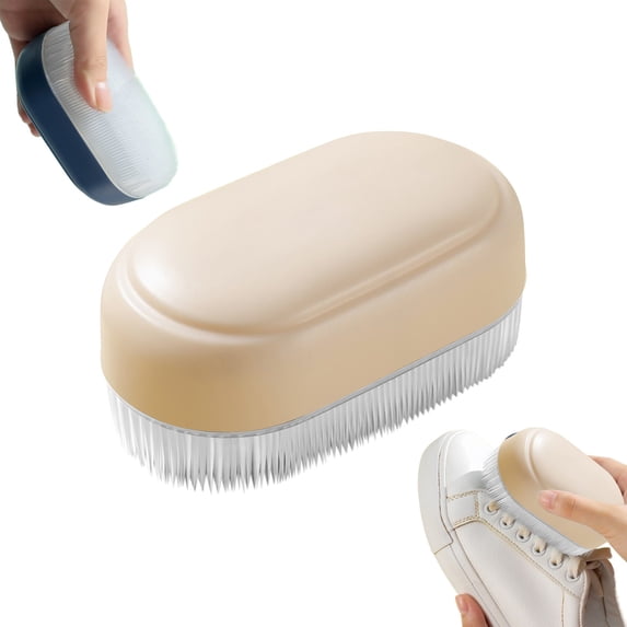 Soft Bristle Cleaning Scrub Brush | Oimcto Laundry Brush Scrubber Brush for Clothes, Carpet and Fabric Stain Removal, Scrubbing Brush with Ergonomic Handle - Beige